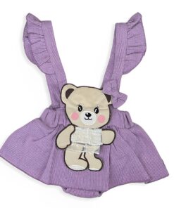 Βρεφική Φούστα Σαλοπέτα με Κάλυμμα Πάνας Βρακάκι και Μακρυμάνικη Μπλούζα με Σχέδιο Αρκουδάκι - Λιλά (81815)