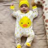 Βρεφικό Φορμάκι και Σκουφάκι με Σχέδιο Παπάκι - Κίτρινο (81739)