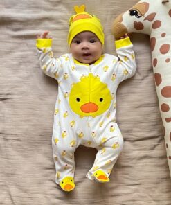 Βρεφικό Φορμάκι και Σκουφάκι με Σχέδιο Παπάκι - Κίτρινο (81739)