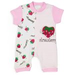 Βρεφικό Φορμάκι Κοντομάνικο με Σχέδιο Φραουλίτσα - Ροζ (80843)