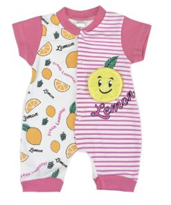 Βρεφικό Φορμάκι Κοντομάνικο με Σχέδιο Λεμονάκι - Φούξια (80901)