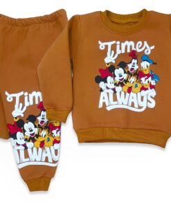 Βρεφικό Σετ Χοντρές Φόρμες Μπλουζίτσα και Παντελόνι με Ήρωα Κινουμένων Σχεδίων - Καφέ (ΜΙΚ-82165)