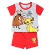 Disney Βρεφικό Σετ Μπλουζίτσα και Παντελονάκι Σορτσάκι με Σχέδιο Τιμόν, Πούμπα και Σίμπα - Κόκκινο (84051)