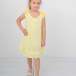 Παιδικό Φόρεμα Αμάνικο Μονόχρωμο με Σχέδιο Λουλούδι - Κίτρινο (85404)
