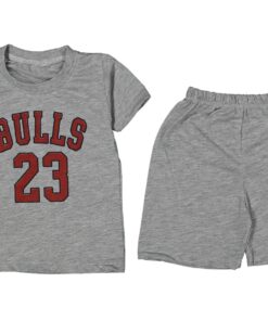 Παιδικό Σετ Κοντομάνικη Μπλούζα και Βερμούδα "Bulls 23" - Γκρι (86190)