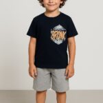 Παιδικό Σετ Κοντομάνικη Μπλούζα και Βερμούδα με Σχέδιο "Bronx" - Μαύρο (85938)