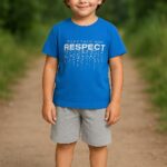 Παιδικό Σετ Κοντομάνικη Μπλούζα και Βερμούδα με Σχέδιο "Respect" - Μπλε (84620)