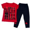 Παιδικό Σετ Μπλούζα και Παντελονάκι Κολάν Κάπρι με Σχέδιο Στάμπα και Χρυσόσκονη "Well" - Κόκκινο (85316)