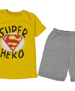 Παιδικό Σετ Μπλούζα και Σορτσάκι με Σχέδιο Υπερήρωα - Κίτρινο (ΣΟΥ-86602)