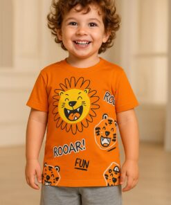 Παιδικό Σετ Μπλούζα και Σορτσάκι με Σχέδιο Λιοντάρι "Roar" - Πορτοκαλί (84742)