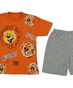 Παιδικό Σετ Μπλούζα και Σορτσάκι με Σχέδιο Λιοντάρι "Roar" - Πορτοκαλί (84742)