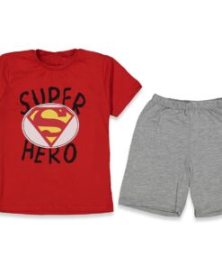 Παιδικό Σετ Μπλούζα και Σορτσάκι με Σχέδιο Σούπερ Ήρωα - Κόκκινο (85836)