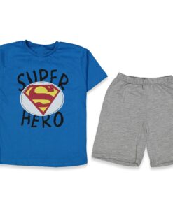Παιδικό Σετ Μπλούζα και Σορτσάκι με Σχέδιο Σούπερ Ήρωα - Μπλε (85842)