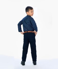 Παιδικό Σετ Πουκάμισο με Παντελόνι Καμπαρντινέ και Αποσπώμενο Παπιγιόν με Ζώνη – Σκούρο Μπλε (85323)
