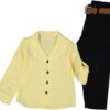 Παιδικό Σετ Πουκάμισο με Παντελόνι Καμπαρντινέ και Ζώνη - Κίτρινο (86268)
