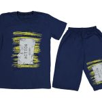 Παιδικό Σετ Κοντομάνικη Μπλούζα και Βερμούδα με Σχέδιο "Action Plan" - Σκούρο Μπλε (84637)