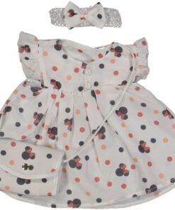 Βρεφικό Φορεματάκι Αμάνικο με Τσάντα και Κορδέλα για το Κεφαλάκι με Σχέδιο Ήρωα Κινουμένων Σχεδίων - Άσπρο (86261)