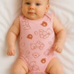 Βρεφικό Κορμάκι Αμάνικο με Σχέδιο Αρκουδάκια - Ροζ (86414)