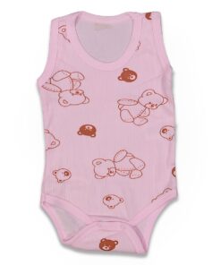 Βρεφικό Κορμάκι Αμάνικο με Σχέδιο Αρκουδάκια - Ροζ (86414)