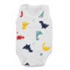 Βρεφικό Κορμάκι Αμάνικο με Σχέδιο Δεινοσαυράκια - Άσπρο (86401)