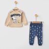 Βρεφικό Σετ Μπλουζίτσα και Παντελονάκι με Ήρωα Κινουμένων Σχεδίων - Μπεζ (85474)