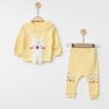 Βρεφικό Σετ Μπλουζίτσα και Παντελονάκι με Σχέδιο Λαγουδάκι - Κίτρινο (85449)