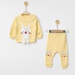 Βρεφικό Σετ Μπλουζίτσα και Παντελονάκι με Σχέδιο Λαγουδάκι - Κίτρινο (85449)