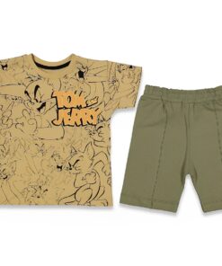 Παιδικό Σετ Κοντομάνικη Μπλούζα και Βερμούδα με Σχέδιο Ήρωες Κινουμένων Σχεδίων - Μπεζ (87295)