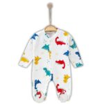 Βρεφικό Φορμάκι με Σχέδιο Δεινοσαυράκια και Κλειστά Ποδαράκια – Λευκό (87240)