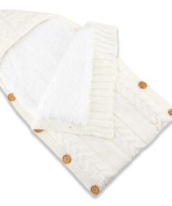 Βρεφικός Χειμερινός Πλεκτός Ποδόσακος Καροτσιού – Άσπρος, 70×40εκ, 0-6 Μηνών (88114)