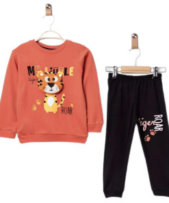 Βρεφικό Σετ Λεπτές Φόρμες, Μπλούζα και Παντελόνι με Σχέδιο Τιγράκι - Κεραμιδί (90459)