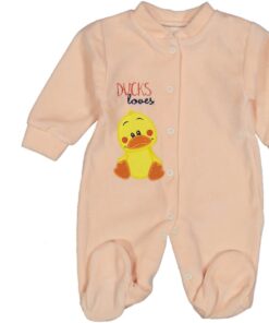 Φορμάκι Βελουτέ με Σκουφάκι με Σχέδιο Παπάκι "Ducks Lover" - Σομόν (91081)