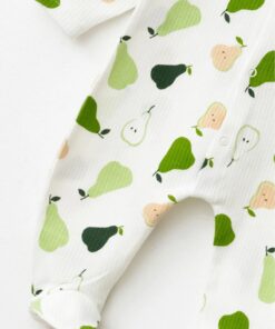 Βρεφικό Φορμάκι με Σχέδιο Αχλάδι με Κλειστά Ποδαράκια - Άσπρο (90590)