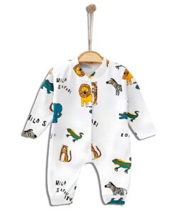 Φορμάκι Βρεφικό με Σχέδιο Ζωάκια της Ζούγκλας με Ανοιχτά Ποδαράκια - Άσπρο (90856)