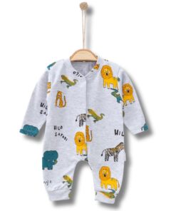 Φορμάκι Βρεφικό με Σχέδιο Ζωάκια της Ζούγκλας με Ανοιχτά Ποδαράκια - Γκρι (90880)