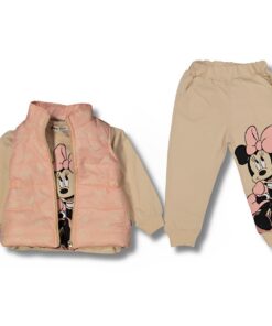 Παιδικό Σετ Μπλούζα με Παντελόνι και Αμάνικο Μπουφαν με Ήρωες Κινουμένων Σχεδίων - Σομόν (ΜΙΝ-91315)