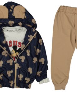 Παιδικό Σετ Μπλούζα με Παντελόνι και Λεπτό Αντιανεμικό Μπουφανάκι με Ήρωα Κινουμένων Σχεδίων - Καφέ (ΜΙΚ-91302)