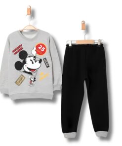 Παιδικό Σετ Χοντρές Φόρμες Φούτερ, Μπλούζα και Παντελόνι με Ήρωα Κινουμένων Σχεδίων - Γκρι (90150)