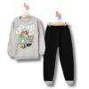 Παιδικό Σετ Χοντρές Φόρμες Φούτερ, Μπλούζα και Παντελόνι με Σχέδιο Τίγρη - Γκρι (90568)