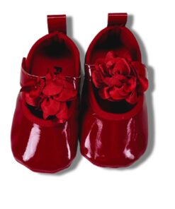 Παπουτσάκια Αγκαλιάς Μπαλαρίνες με Χρατς και Λουλουδάκι Γυαλιστερά - Κόκκινο (91225)