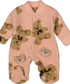 Βρεφικό Φορμάκι Fleece με Σχέδιο Αρκουδάκια - Σομόν (90993)