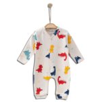 Βρεφικό Φορμάκι με Σχέδιο Δεινοσαυράκια  και Ανοιχτά Ποδαράκια – Μπεζ (90683)