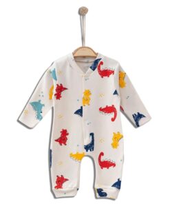 Βρεφικό Φορμάκι με Σχέδιο Δεινοσαυράκια  και Ανοιχτά Ποδαράκια – Μπεζ (90683)