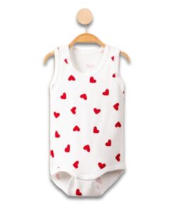 Βρεφικό Κορμάκι Αμάνικο με Σχέδιο Καρδούλες - Άσπρο (91152)