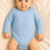 Βρεφικό Κορμάκι Μακρυμάνικο Μονόχρωμο σε Μπλε Χρώμα (90070)