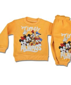 Βρεφικό Σετ Χοντρές Φόρμες Μπλουζίτσα και Παντελόνι με Ήρωα Κινουμένων Σχεδίων - Κίτρινο (ΜΙΚ-90733)