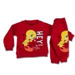 Βρεφικό Σετ Χοντρές Φόρμες Μπλουζίτσα και Παντελόνι με Ήρωα Κινουμένων Σχεδίων - Κόκκινο (ΤΟΥ-90656)