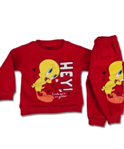 Βρεφικό Σετ Χοντρές Φόρμες Μπλουζίτσα και Παντελόνι με Ήρωα Κινουμένων Σχεδίων - Κόκκινο (ΤΟΥ-90656)