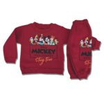 Βρεφικό Σετ Χοντρές Φόρμες Μπλουζίτσα και Παντελόνι με Ήρωα Κινουμένων Σχεδίων - Μπορντό (ΜΙΚ-90687)