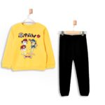 Βρεφικό Σετ Λεπτές Φόρμες, Μπλούζα και Παντελόνι με Ήρωες Κινουμένων Σχεδίων - Κίτρινο (90295)